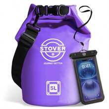 STOVER - Bolsa seca impermeable ligera con tapa enrollable con funda impermeable para teléfono para kayak viajes tablas de remo tuberías camping playa hombres/mujeres 5L púrpura - 5L Morado - Ver 8