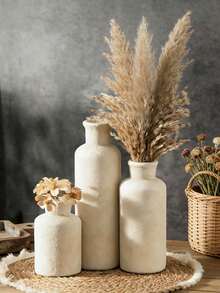 Jarrón de flores con rayas verticales vintage, decoración del hogar minimalista y moderna, jarrón de ratán para mesa de comedor, estantería, porche y centro de mesa, estilo de madera, maceta/macetero de flores bohemio, accesorio decorativo minimalista, decoración del hogar moderna, adecuado para sala de estar y dormitorio, decoración central, regalo del día de la madre, regalo de graduación, decoración de boda - 1PC - Ver 2