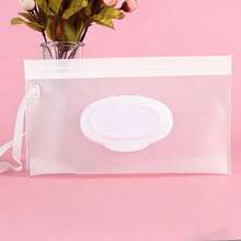 Nueva bolsa con cremallera transparente de EVA portátil - Se puede usar para almacenar toallitas húmedas, máscaras y pañuelos - Blanco - Ver 10