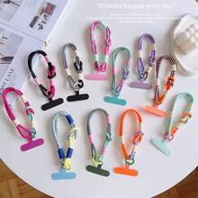 1pc Multicolor Buckle Short Thick Phone Lanyard, Sturdy Wrist Strap For Outdoor, Camera, Water Bottle, Key Chain, Unisex High-End Wide Version Hanging Cord With Clip - Multicolor - View 1