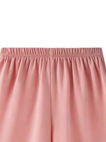 2 piezas Conjunto de camiseta de manga corta y pantalones cortos de verano versátil para niñas, camiseta con estampado floral dulce y pantalones cortos de 5 pulgadas, tela cómoda, conjunto casual refrescante - Rosa - Ver 7