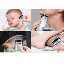 Kemei 1pc KM-666 Mini Low-Noise Baby Hair Clipper, Children's Electric Hair Trimmer With R-Shaped Blade For Gentle Skin, Portable Men's Hair/Beard Trimmer, Household Body Hair Shaver (Batteries Not Included) - Silver - View 12