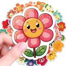 50 PIEZAS Pegatinas de flores lindas, pegatinas de vinilo estéticas y resistentes al agua para botellas de agua, portátiles, fundas de teléfono, monopatines, diarios, álbumes de recortes, papelería, pegatinas florales decorativas para manualidades DIY, envoltorios de regalo, recuerdos de fiesta, pegatinas con tema de plantas para personalizar artículos diarios, suministros de scrapbooking - 1 Set - Ver 2