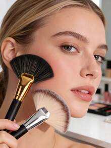 1 cọ trang điểm lớn hình quạt, kết hợp phấn phủ, kem nền, phấn má hồng và kem che khuyết điểm trong một sản phẩm, lông mềm mại, cọ trang điểm đa chức năng 3 trong 1 dùng cho phấn phủ dạng bột, cố định lớp trang điểm và tạo điểm nhấn. - Nhiều màu - Xem 2