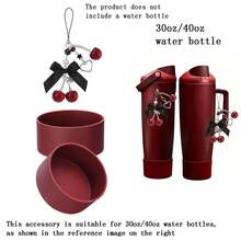 Black Cherry For Water Bottle 24oz, 30oz, 32 Oz, 40 Oz, Black Red Cherry With Cute Cherries And Bow Pendant - Perfect Accessories For Tumbler | For Decor Gift - Burgundy - View 9