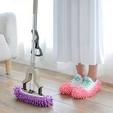 2pcs Reusable Mop Slippers - Detachable And Washable, Slouchy Floor Cleaning Slippers, Suitable For Living Room And Bedroom Mop Heads - Multicolor - View 3