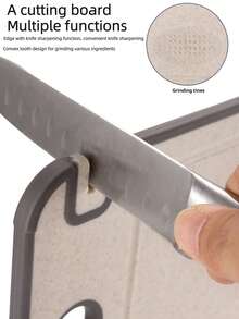 1pc Multifunctional Double-Sided Stainless Steel Defrosting Cutting Board With Sharpener, Textured Surface, Rust-Proof, Anti-Mold TPR Material, Suitable For Home And Outdoor Use - Apricot - View 7