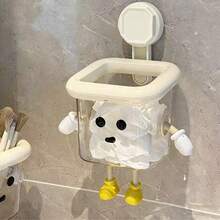 1 hộp đựng khăn giấy Dopamine, giá đỡ khăn giấy gắn tường bằng giác hút, hộp đựng đồ trang điểm phòng tắm. - trắng - Xem 6