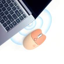 MOFII Ratón inalámbrico M3 con diseño de pata de gato, ligero y bonito, y forma de oreja de gato, adecuado para Windows, PC, ordenadores portátiles y de sobremesa, color albaricoque - Albaricoque - Ver 2