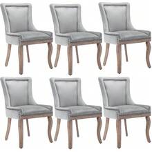 Luxurious Dining Chair (Kitchen Chair, Living Room Chair), Upholstered Chair With Nailhead Trim, Solid Wood Legs, Velvet Cover - Grey - View 14