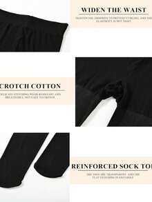 2 pares de meias-calças transparentes para mulheres - meias-calças pretas transparentes, meias confortáveis para vestidos, escritório e looks casuais - Preto - Visão 4