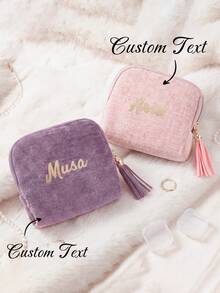 Customized Personalized Jewelry Storage Bag - Comes With 2 Transparent Jewelry Boxes, 1 Velvet Tassel, And Multi-Layer Storage Space For Rings, Earrings, Necklaces And Bracelets. 3-Piece Gift Set, Suitable For Daily Use (Jewelry Box). - Multicolor - View 4
