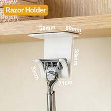 Wall-Mounted No-Drill Magnetic Bathroom Storage Rack, Integrated Toothbrush Razor Toothpaste Mouthwash Combination Organizer, Home Bathroom Sink Tidy Storage Solution - Multicolor - View 7