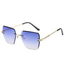 1副Y2K时尚无框方形大框眼镜 - 藍色 - 查看 4