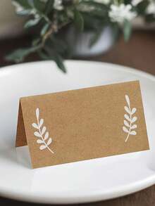 25/50pcs Rustic Wedding Escort Cards With Printed Patterns On Kraft Paper, Place Cards Made Of Kraft Paper, Suitable For Decorating Festival Parties, Birthday Parties,Prices, Features, Wedding Parties, Wedding Decor, Wedding Table Decor - Multicolor - View 2