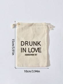6pcs Bride Party Favor - Hangover Recovery Kit In Burlap Bag | Complete "Drunk In Love" Emergency Gift Set With Customized Label, Suitable For Bridal Shower, Birthday And Other Occasions - Multicolor - View 3