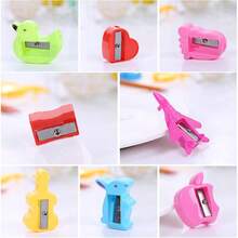 15pcs Random Color Cartoon Creative Animal Shaped Pencil Sharpener, Plastic Single Hole School Supplies - A - View 7