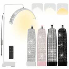 LUPITA Semicircular LED Lighting Lamp With Gemstone Inlay, Professional Floor Lamp For Eyebrow Extensions, Tattoos And Eyelash Extensions - Blanco Diamante - View 12