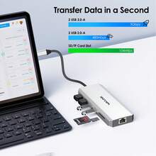 12-In-1 USB-C Docking Station & 2-In-1 Card Reader,Triple 4K HD Audio Video Port,100W PD,5Gbps USB 3.0,RJ45,Audio,For Laptop/PC/Tablet - View 4