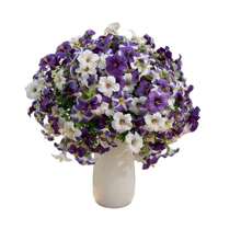 1 Bouquet Artificial Dwarf Petunia Outdoor Windproof & Waterproof Fake Plants - Vivid Purple, Pink & White, High-Quality Plastic Hanging Decor, Balcony & Patio Planter, Spring & Summer Decoration, Wedding & Event Arrangement, Thanksgiving Decor, Durable Artificial Flowers (No Container) - Multicolor - View 2