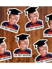 Customized Childhood Photo Graduation Gift, Personalized Graduation Party Decorations, Alumni Stickers, Souvenirs, Colorful Paper Confetti Stickers With Photos, Memory Wall Decor - Multicolor - View 3