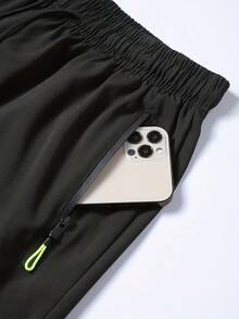 Plus Size Men's Shorts, Plus Size Sports Casual Shorts With Zipper Pockets And Drawstring Waist, Designed For Plus Size Men Black Summer - Black - View 6