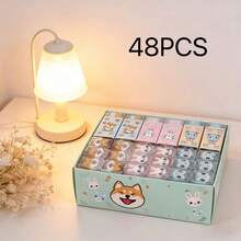 Bộ 24/36 cục tẩy hình động vật hoạt hình, được thiết kế để tẩy sạch và hiệu quả các vết mực viết. Chúng tạo ra rất ít bụi và không để lại vết bẩn trên tay hoặc làm hỏng giấy. Được đóng gói trong hộp riêng trong suốt, bảo vệ hiệu quả khỏi bụi và độ ẩm. Nhỏ gọn và nhẹ, dễ mang theo; có thể cất trong hộp bút mà không chiếm nhiều diện tích. Thích hợp cho bút chì học sinh. - Nhiều màu - Xem 10
