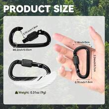 8 Pcs Aluminum Carabiner Keychain Clip Hook D Ring Shape Multipurpose Key Hooks For Keys Camping Hiking Backpack Outdoor Gear Equipment Accessories Organizer Daily Use - Multicolor - View 4