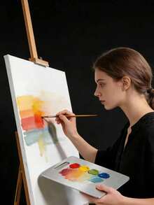 1 pieza Paleta extra grande de acero inoxidable, suministro de arte portátil, bandeja de pintura fácil de limpiar y duradera, adecuada para artistas, estudiantes y principiantes, ideal para uso en el hogar, la escuela y el estudio de arte - Versión actualizada - Ver 7