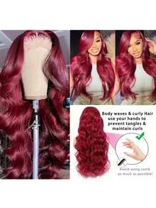 13x6 13x4 5x5HD 透明蕾丝前假发，真人混纺发丝，预先拔毛，200密度，巴西水波纹前假发，真人混纺发丝，带婴儿绒毛，自然发际线，自然黑色 - SBUG - 查看 5