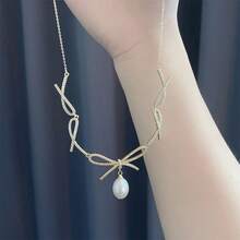DARA 1 chiếc vòng cổ nơ ngọc trai nước ngọt màu vàng sâm panh thời trang, thích hợp cho nữ giới đeo hàng ngày, kèm hộp quà tặng chất lượng cao. - Rượu sâm banh - Xem 6