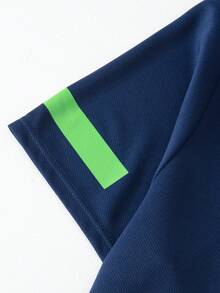 2pcs/Set Setelan Olahraga Musim Panas Pria Lengan Pendek, Lengan Pendek Leher Bulat Olahraga + Celana Pendek - Royal Blue - View 7