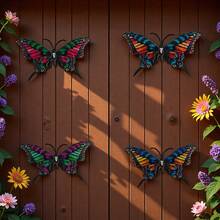 Juego de 4 piezas de decoración de mariposas 3D mate, decoración de pared interior, adorno colgante para patio y jardín - Multicolor - Ver 5