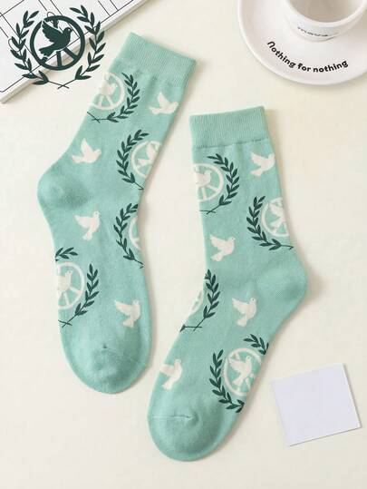 3 pares de calcetines para hombre con estampados de palomas y cisnes, calcetines artísticos y creativos de media pantorrilla, adecuados para uso casual en verano y todas las estaciones, regalo ideal para amantes de la naturaleza y el arte