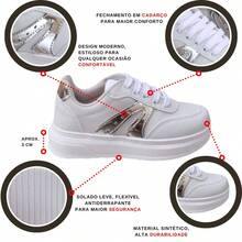 Girls' Casual Platform Sneakers For School, Comfortable, Soft, Lightweight, Lace-Up. - trắng - Xem 2
