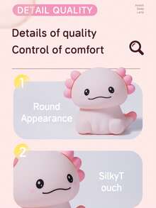 Axolotl Night Light, Touch Control, Warm Glow, Rechargeable Cute Desk Lamp For Bedroom - Seven Colors - View 9
