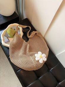 Túi tote đan rỗng, túi xách đi biển phong cách Bohemian, túi tote đan rỗng, túi đi biển cỡ lớn, túi mua sắm và đi chơi biển, túi tote đan móc cỡ lớn, túi xách thời trang, túi du lịch ngoài trời - Nhiều màu - Xem 3