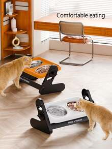 1 bát ăn cho thú cưng bằng thép không gỉ có thể điều chỉnh độ cao, bát đơn nhiều tầng bảo vệ cổ cho chó nhỏ - nhiều màu - Xem 1