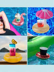 1pc Inflatable Drink Cup Holder, Swimming Pool Cup Holder, Inflatable Drink Coaster, Floating Coaster, Various Shaped Swimming Cup Holder, Water Floating Accessory, Suitable For Swimming Pool, Beach Resort, Party Gift, Pond Decor, Summer Swimming Pool Essential, Swimming Pool Accessory, Swimming Pool Party Supplies, Swimming Ring - 1 - View 9