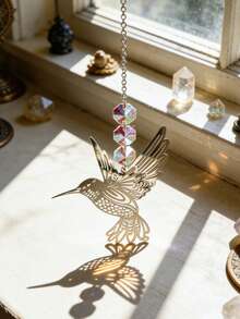 1 pieza Atrapasol de cristal de colibrí, decoración de ventana estilo bohemio con cuentas de cristal arcoíris, efecto de iluminación de energía positiva, adecuado para jardín interior, decoración colgante de feng shui, ornamento de ventana bohemio, colgante de cristal, regalo espiritual hecho a mano, perfecto para sala de estar, jardín, espacio de meditación, sala de relajación, ideal para amantes de la naturaleza y las aves, decoración del hogar vibrante - Estilo G - Ver 2