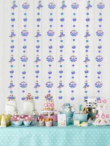 2/1pc Under The Sea Party Hanging Decorations, Ocean Banner With Streamers,Featuring Mermaids, And Seashell Elements. Suitable For Valentine's Day, Wedding Decorations, Party Decorations, Home Decor, Graduation Celebrations - A - View 1