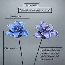 2 bông hoa ly gốm thủ công cỡ lớn - Chất liệu gốm sứ, không bao giờ héo, bó hoa ngày lễ, bó hoa Phục Sinh, thích hợp cho gia đình, sân vườn, đám cưới, tiệc tùng, những bông hoa gốm mang lại vẻ đẹp và hy vọng cho cuộc sống của bạn. - Nhiều màu - Xem 10