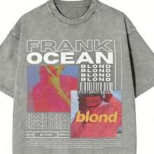 2026 Summer ClothesWashed T Shirt Frank Oceans Blonde Album Music Hip Hop Vintage T-Shirts Oversize Streetwear Cotton Summer Tees For Men WomenLoose And Comfortablesummer Tops - Xám - Xem 4