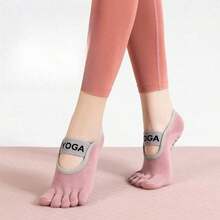 Breathable Open Back Stretch Toe Yoga Socks For Women Barre Pilates Home Workouts Essential - 1 đôi màu hồng - Xem 8