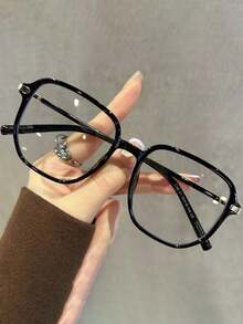 1 Pair Women's Vintage Oversized Fashion Flat Top Glasses, Suitable For Daily Wear, Party Decoration, Computer Office, Playing Computer Games - Multicolor - View 2