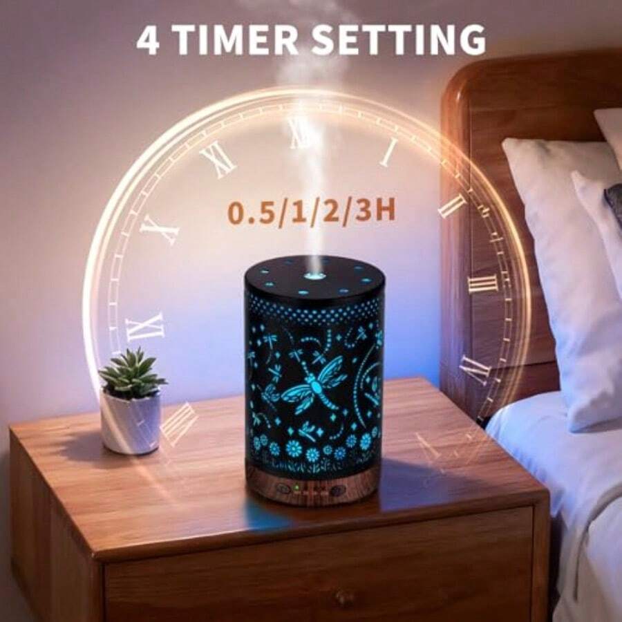 Metal Essential Oil Diffuser Aromatherapy Diffuser Cool Mist Diffuser With 7 Color Lights For Home Office Spa Large Butterfly - Dragon-fly - View 1