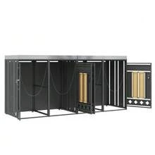 Container Storage Unit, With Lock, Two Doors, Plant Area, Door Panel With Vertical Wood Grain, Hollow Diamond-Shaped Base. - 灰色1 - 查看 8