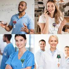 1 cuộn dây đeo thẻ ID hình ếch và hoa hướng dương đính đá, có thể thu gọn, dài 70cm. - Nhiều màu - Xem 5