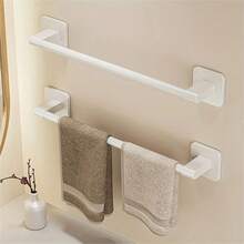 1 pieza Toallero de baño beige, barra para toallas montada en la pared con adhesivo, soporte moderno para almacenamiento de toallas de 30-50cm - Gris - Ver 2