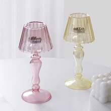 Creative Desk Lamp Shaped Glass Candle Holder European Romantic Dinner Candle Holder For Wedding Dinning Party Supplies Decor - B型 - 查看 6